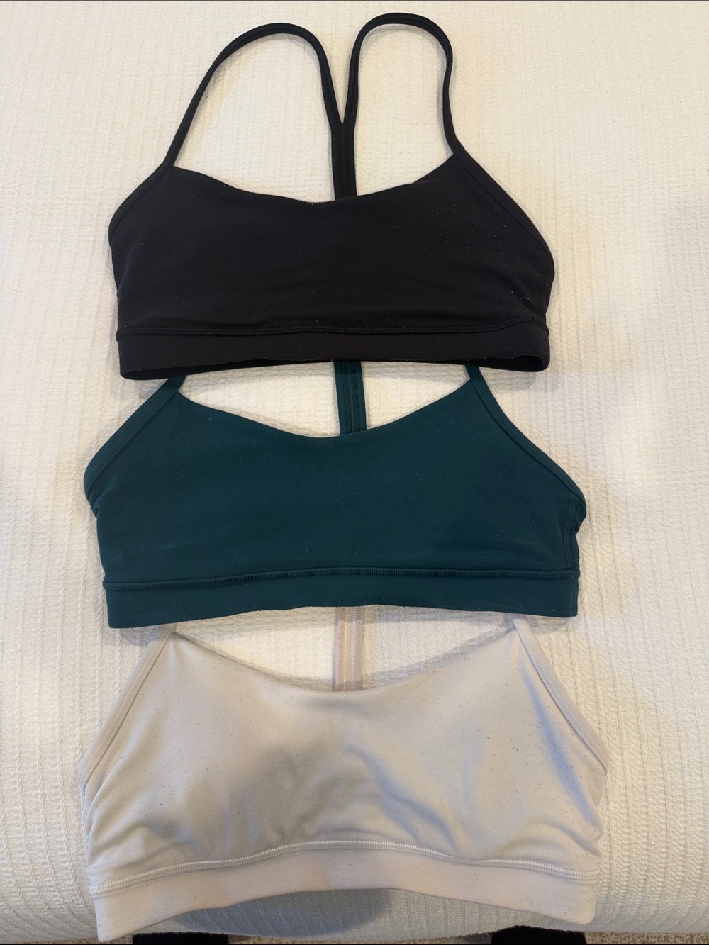 lululemon athletica 3-Pack Strappy Sports Bras — Black, Teal Green, White
